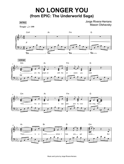 No Longer You (from EPIC: The Underworld Saga) - Jorge Rivera-Herrans (Piano)