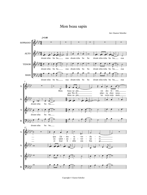 MON BEAU SAPIN (Arr. Gunter Scholler) - Ernst Anschütz (Choral, SATB)