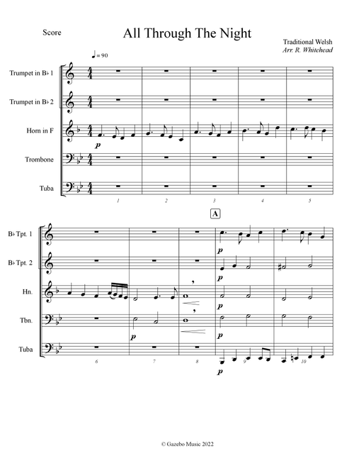 All Through The Night (Arr. R. Whitehead) - Traditional Welsh (Brass Ensemble)