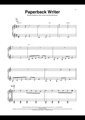 Play Official version of Paperback writer Sheet Music by The Beatles ...