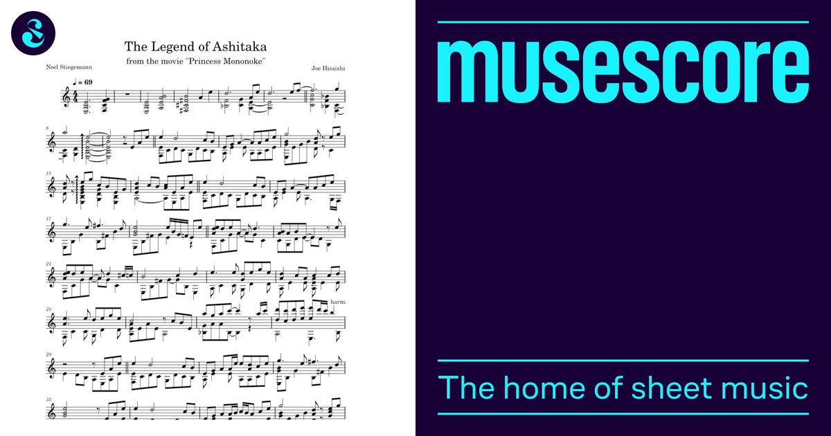 The Legend of Ashitaka Sheet Music for Guitar (Solo