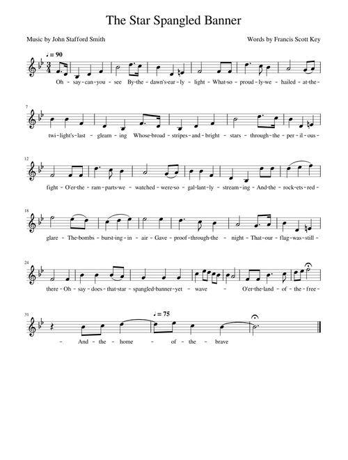 The Star Spangled Banner - Easy Trumpet Part for Beginners