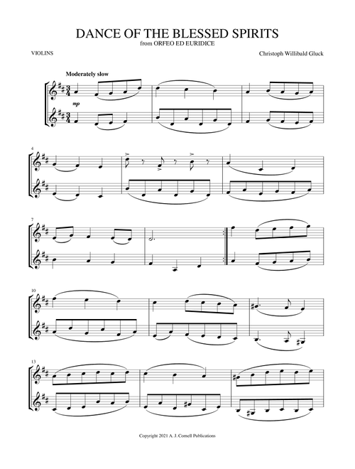 Dance of the Blessed Spirits (from Orfeo ed Euridice) (Arr. Mark Phillips) - Christoph Willibald Gluck (Violin Duet)