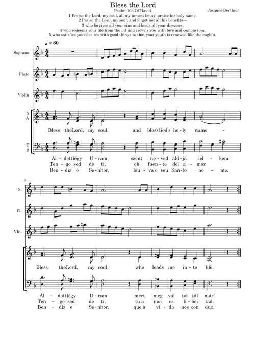 Bless the Lord O My Soul – Berthier,Jacques (Taize) Bless the Lord, my soul - Jacques Berthier - Taize