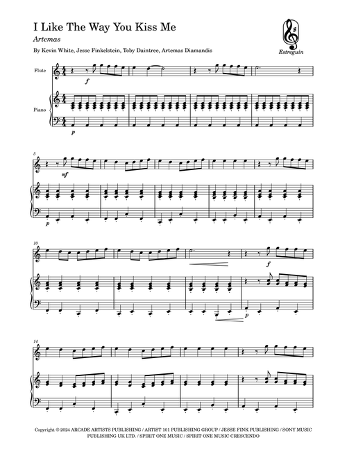 I Like The Way You Kiss Me (Arr. Estreguin) - Artemas (Flute and Piano)