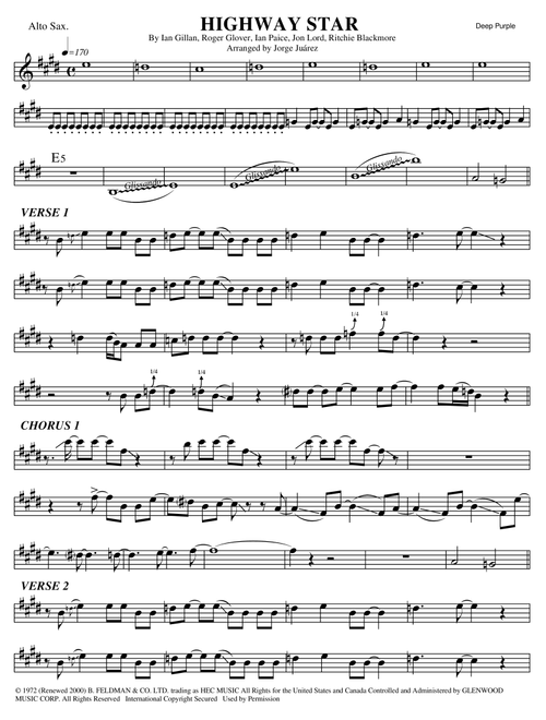 Highway Star (Arr. Jorge Juárez) - Deep Purple (Alto Sax Solo)