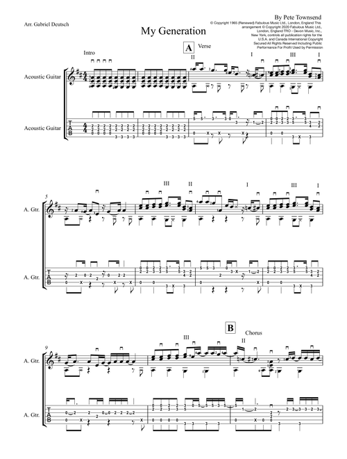 My Generation (Arr. Gabriel Deutsch) - The Who (Solo Guitar)