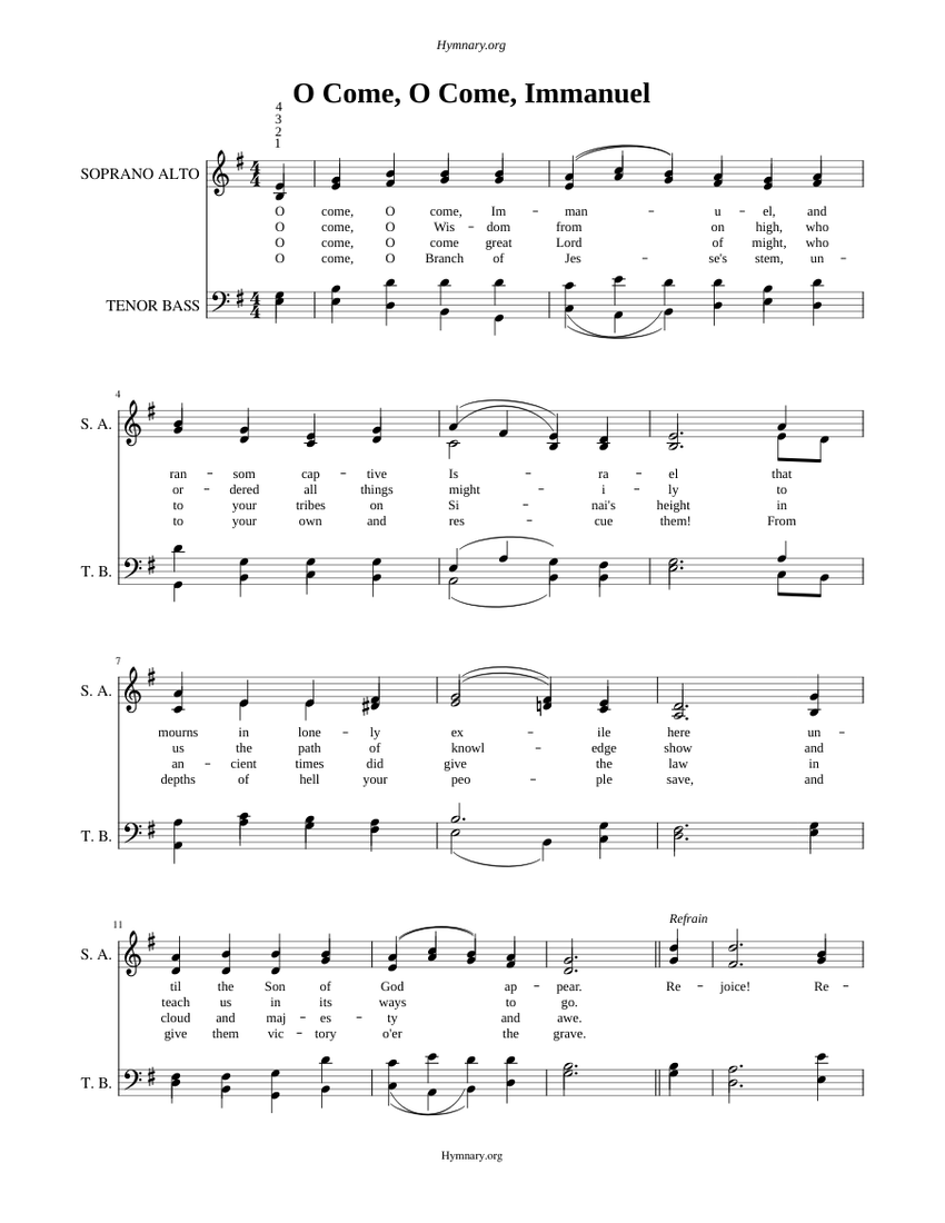 O Come, O Come, Emmanuel Sheet music for Piano, Soprano (Piano-Voice ...