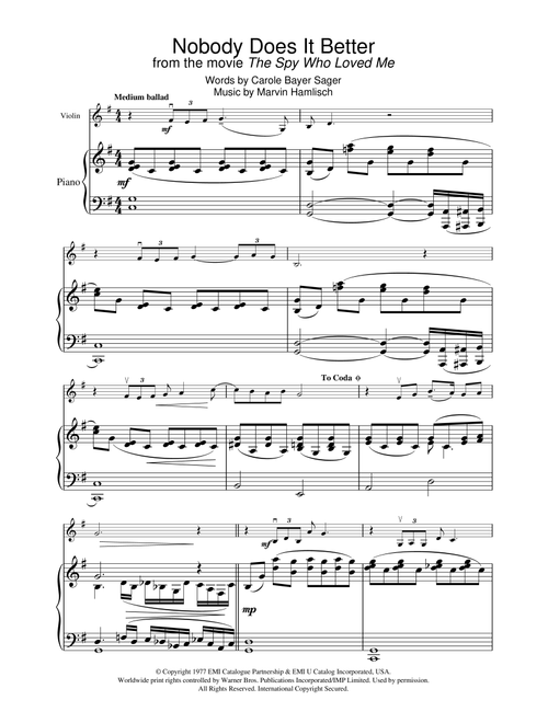 Nobody Does It Better - Carly Simon (Violin Solo)