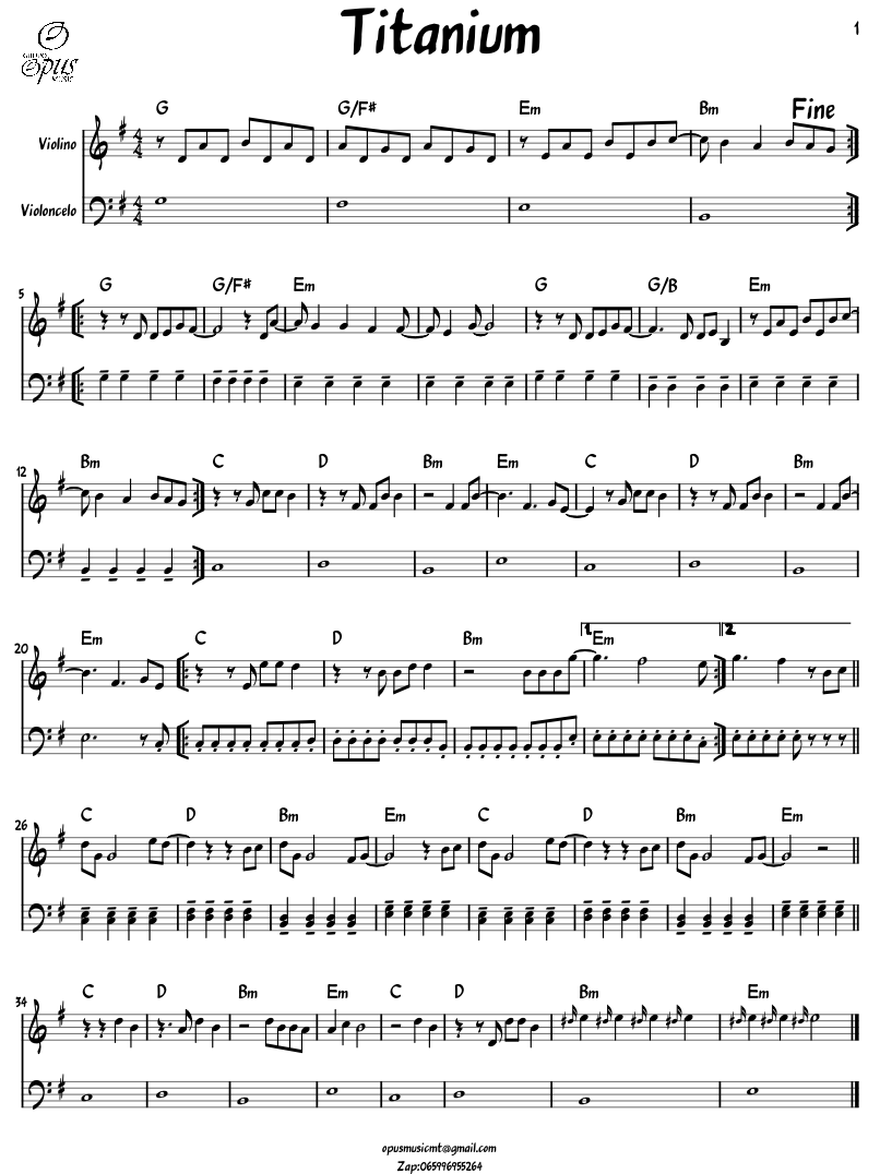 Titanium Opus Sheet music for Violin Cello String Duet Musescore