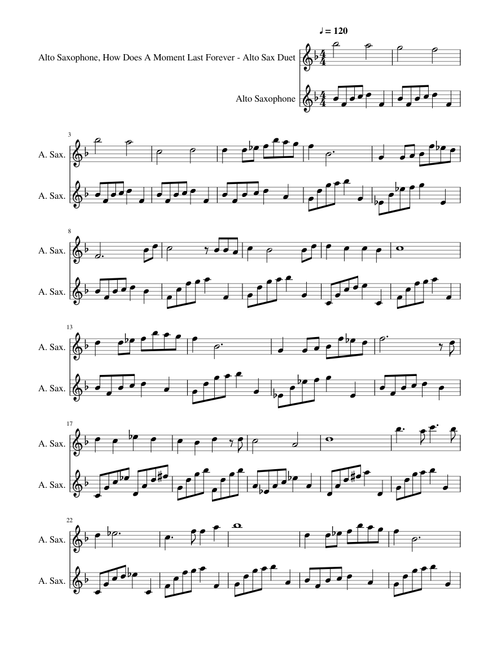 How Does A Moment Last Forever - Alto Sax Duet