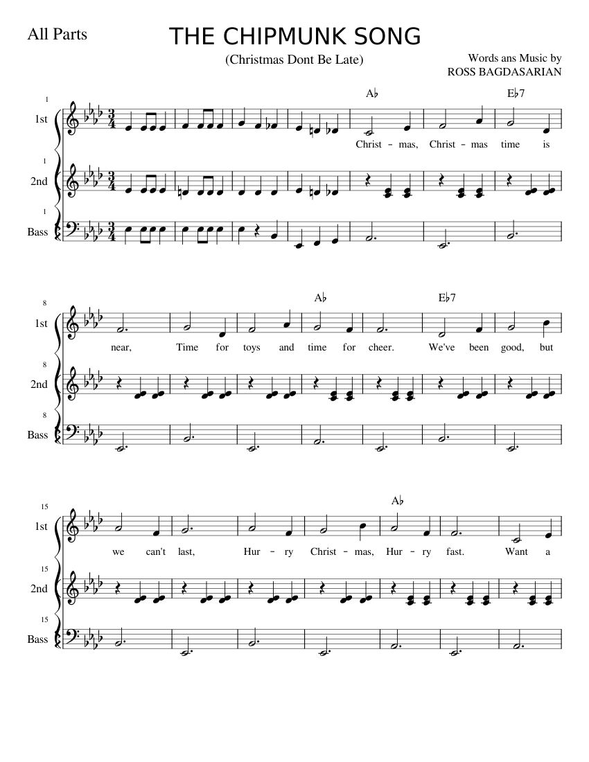Chipmunks Christmas Song Sheet music for Accordion Piano Trio Musescore