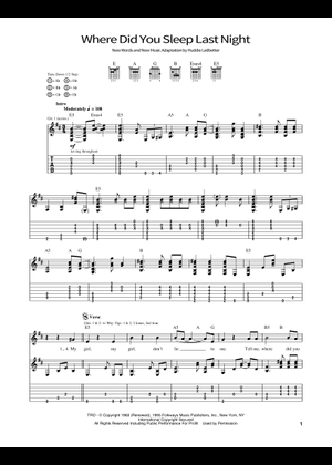 Play Official version of Where did you sleep last night Sheet