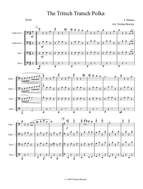 Tritsch Tratsch Polka- Tuba/Euphonium Quartet (Arr. Norlan Bewley) - Johann Strauss (Brass Ensemble)
