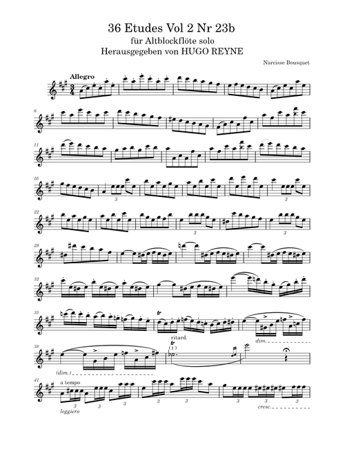 36 Etudes Vol 2 Nr 23b for Alto Recorder