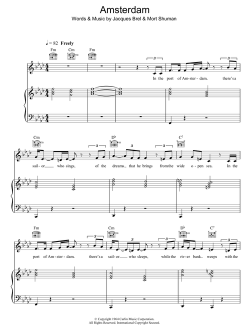 Amsterdam - Scott Walker (Piano-Vocal-Guitar (Piano Accompaniment))