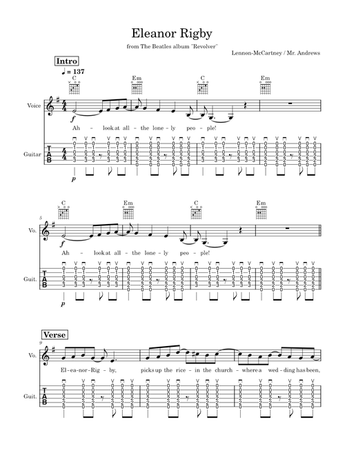 Major and minor scale patterns – Lessons - Scales Eleanor Rigby