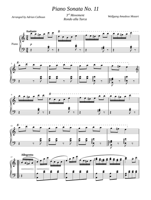 Rondo alla Turca Original Arrangement