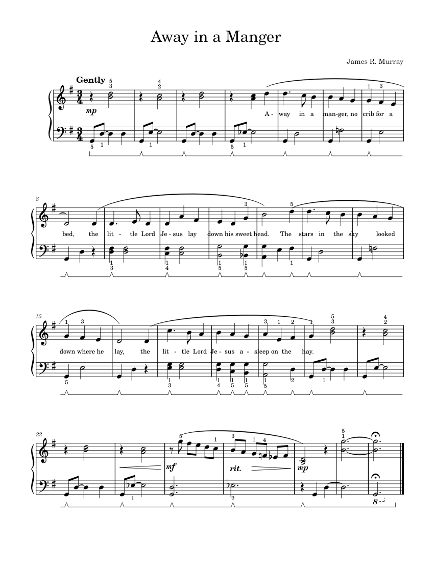 Away in a Manger – James R. Murray Away in a Manger Sheet Music for Piano (Solo) easy ...