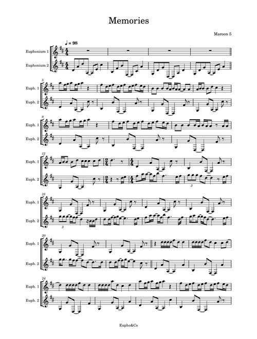 Memories (Arr. Eupho&Co) - Maroon 5 (Instrumental Duet)