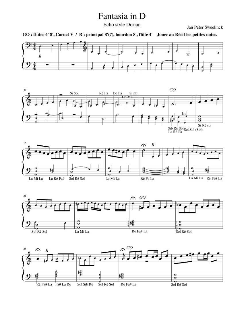 Fantasia in D – Jan Pieterszoon Sweelinck Sheet Music for Organ