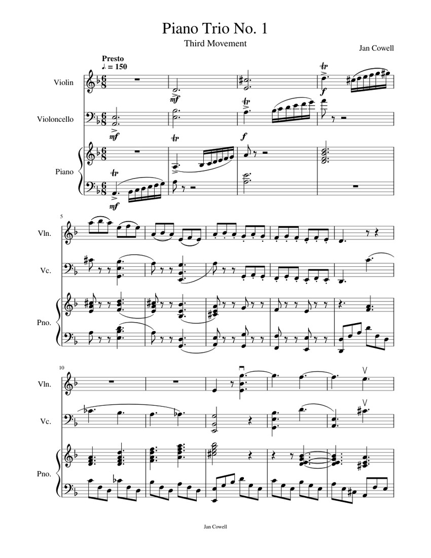 Piano Trio No. 1 - Third Movement Sheet music for Piano, Violin, Cello ...