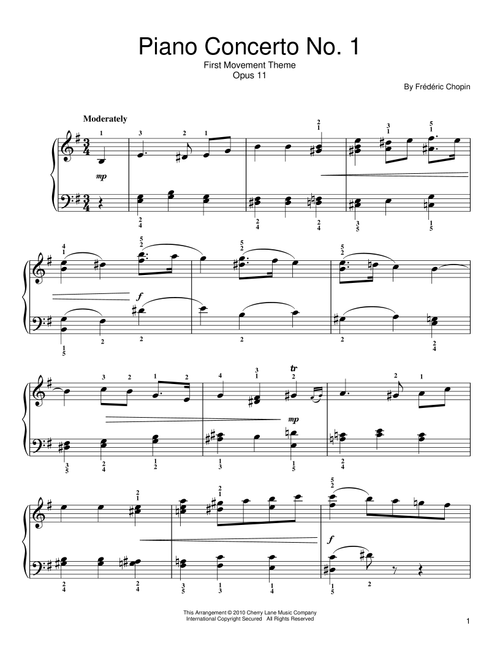 Concerto In E Minor - Frederic Chopin (Easy Piano)