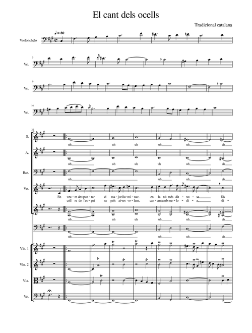 El cant dels ocells (The song of the birds) (Arr. Óliver Carrasco) - traditional Catalan Christmas song (Small Ensemble)