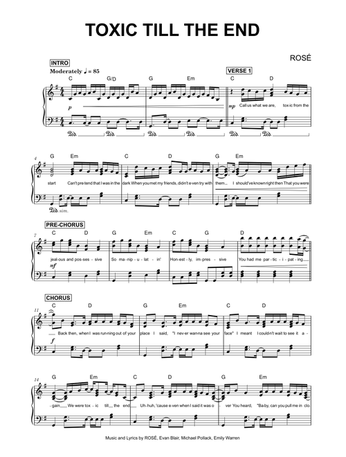 Toxic till the end - ROSÉ (Piano)