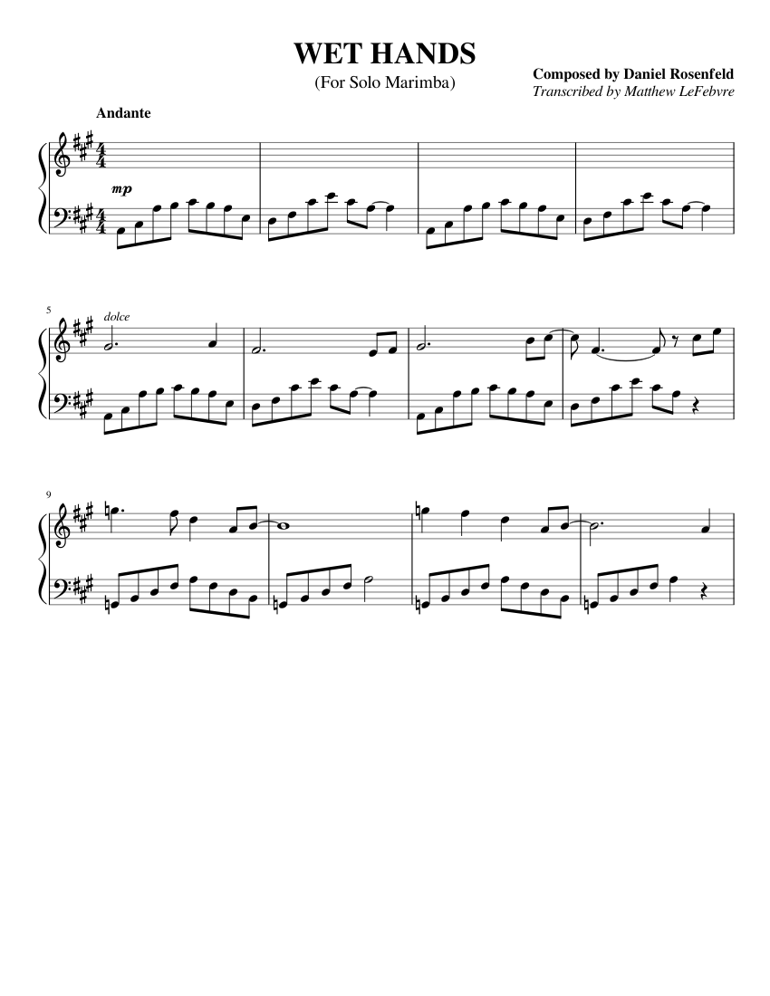 滅びの音(こえ) Wet Hands (for Solo Marimba) | Composed by Daniel Rosenfeld