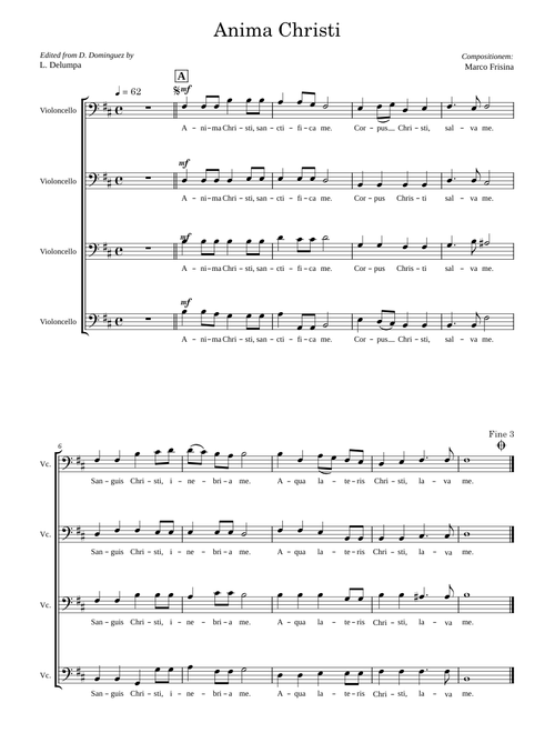 Anima Christi for Cello Ensemble – Marco Frisina