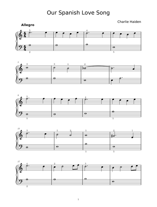 Our spanish love song – Charlie Haden Our Spanish Love Song (Easy Version) - Whitehatjr