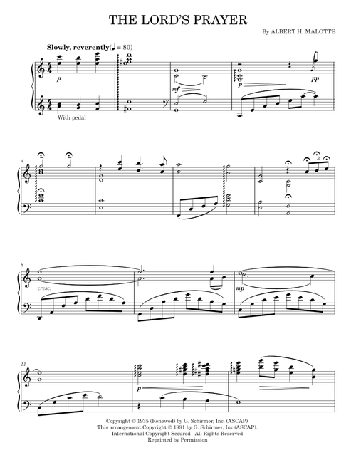 The Lord's Prayer - Albert H. Malotte (Piano Solo)