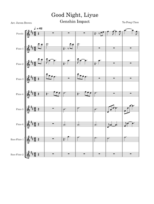 Good Night, Liyue – Yu-Peng Chen Good Night, Liyue (Flute Choir) – Yu-Peng Chen