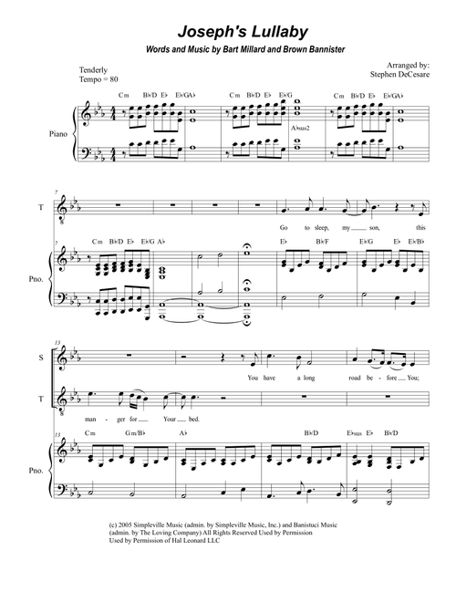 Joseph's Lullaby (Arr. Stephen DeCesare) - MercyMe (Voice Duet and Piano)