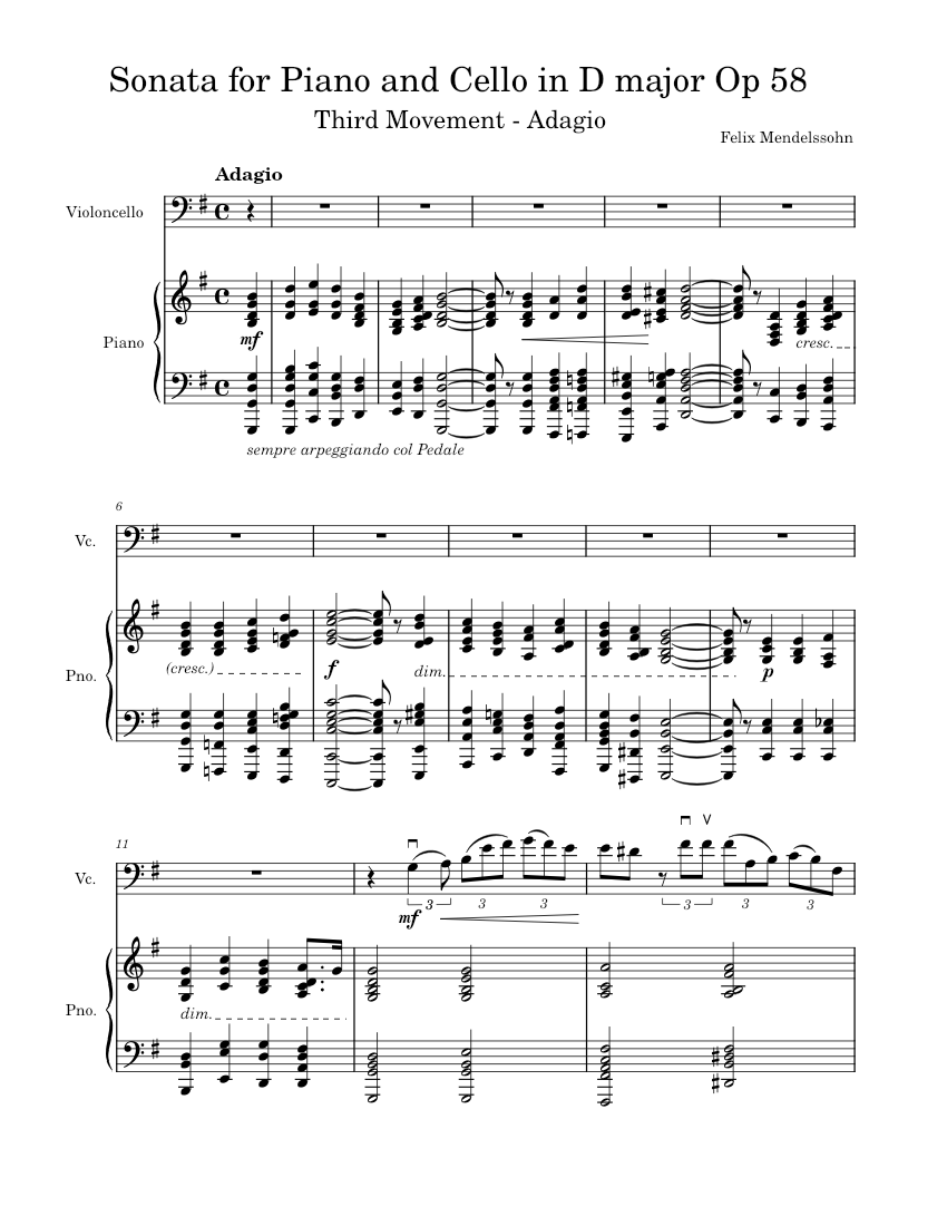 Cello Sonata No.2, Op.58 – Felix Mendelssohn Mendelssohn