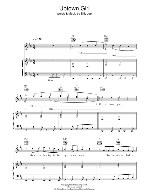 Uptown Girl - Westlife, Billy Joel (Piano-Vocal-Guitar (Piano Accompaniment))