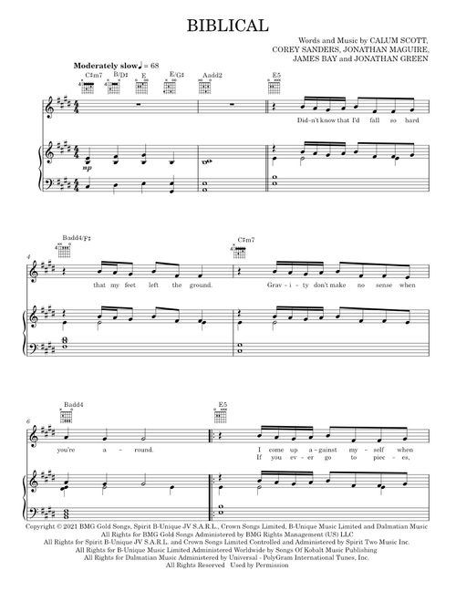 Biblical - Calum Scott (Piano-Vocal-Guitar)