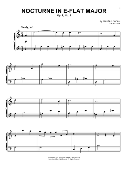 Nocturne In E Flat Major Op.9 No.2 - Frédéric Chopin (Very Easy Piano)