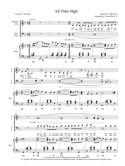 All Time High (Arr. David Heck, Jr.) - Rita Coolidge (Choral, SATB)