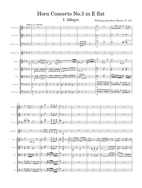 Horn Concerto no 3 K447 – Wolfgang Amadeus Mozart Horn Concerto No.3 in E-flat, K. 447 - I. Allegro - Mozart