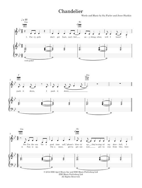 Chandelier - Sia (Piano-Voice-Guitar)