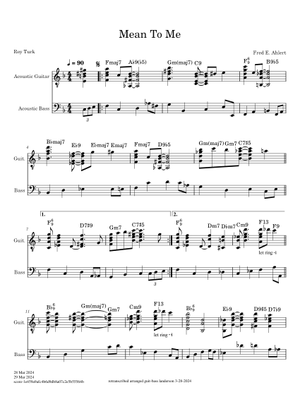 Mean to Me Sheet Music with Chords for Piano (Solo) easy