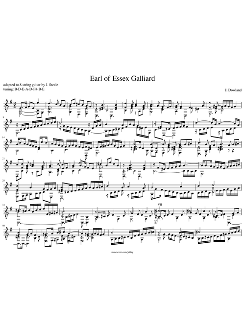 Dowland: Earl of Essex Galliard [8-str gtr]