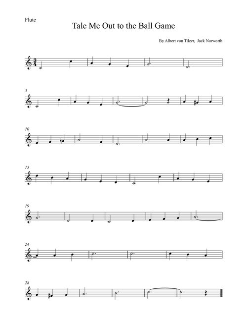 Take Me Out To The Ball Game (Arr. Alex Nunes Rodrigues) - Albert von Tilzer, Jack Norworth (Flute Solo)