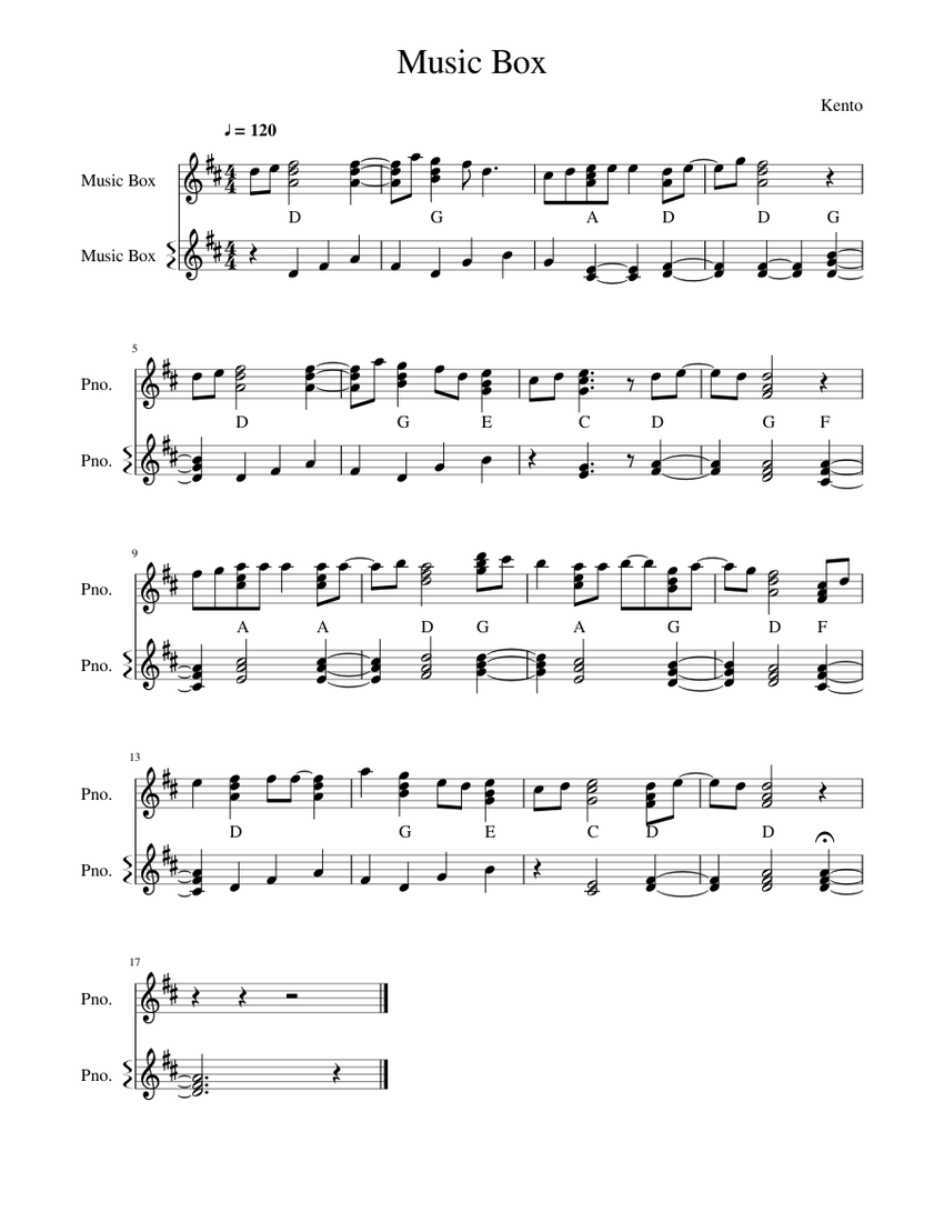 Music Box Sheet music for Piano (Alto Sax Piano Duet)