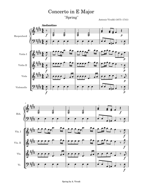 Violin Concerto in E major, RV 269 – Antonio Vivaldi Concerto in E Major