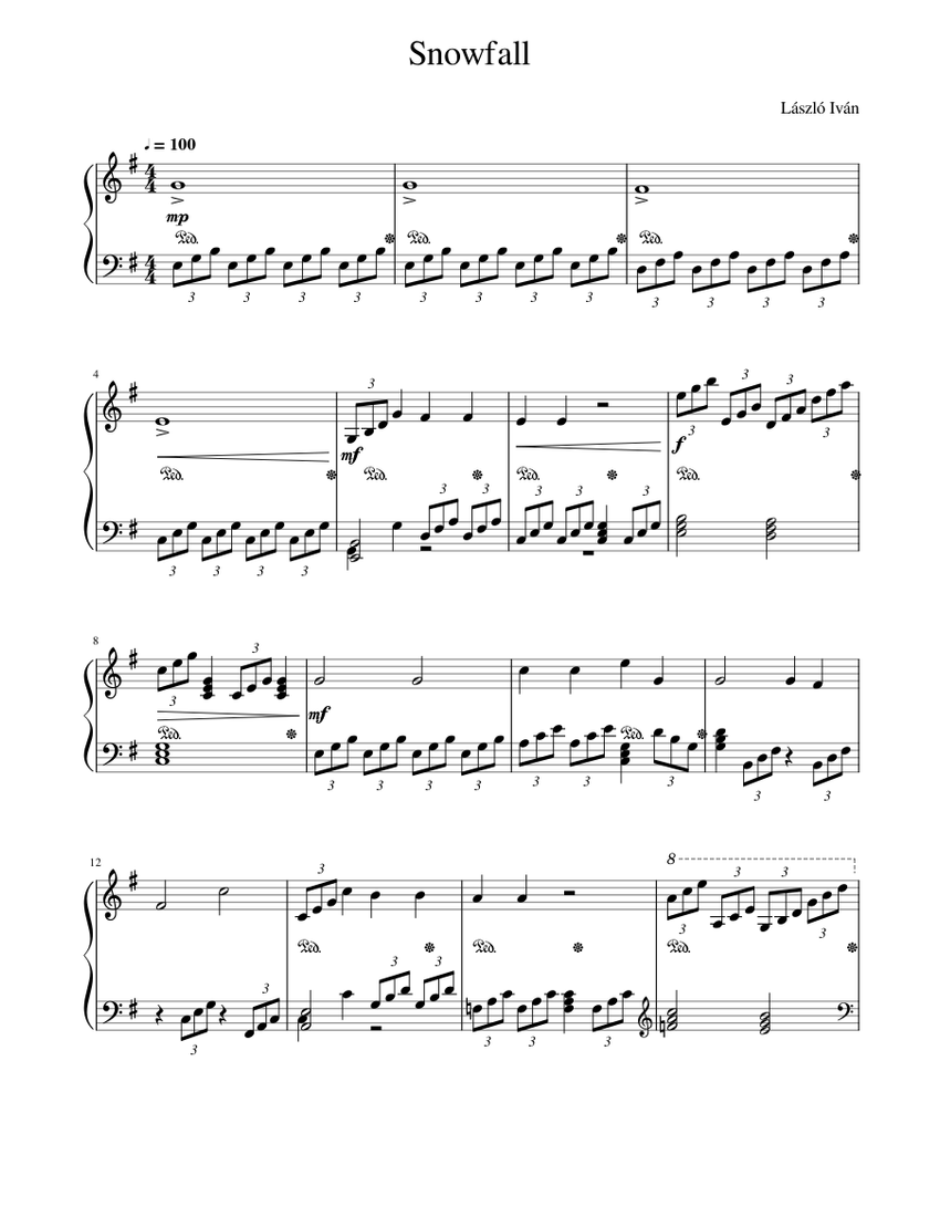 Snowfall Sheet Music For Piano (Solo) | Musescore.com