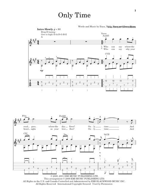 Only Time - Enya (Solo Guitar)
