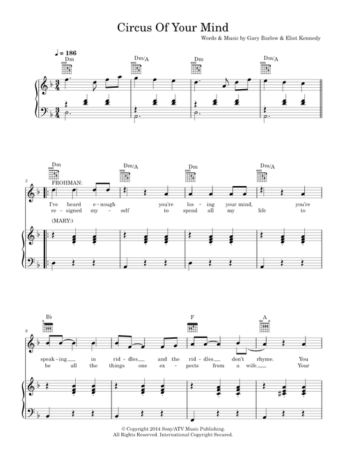 Circus Of Your Mind (from 'Finding Neverland') - Eliot Kennedy, Gary Barlow (Piano-Vocal-Guitar (Piano Accompaniment))